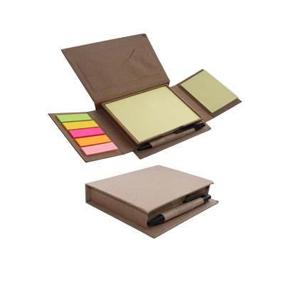 Eco friendly kraft paper cover note pad with pen Adhesive memo pad with pen and ruler