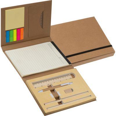 NP-177 Writing case with cardboard cover, ruler, writing pad and adhesive markers