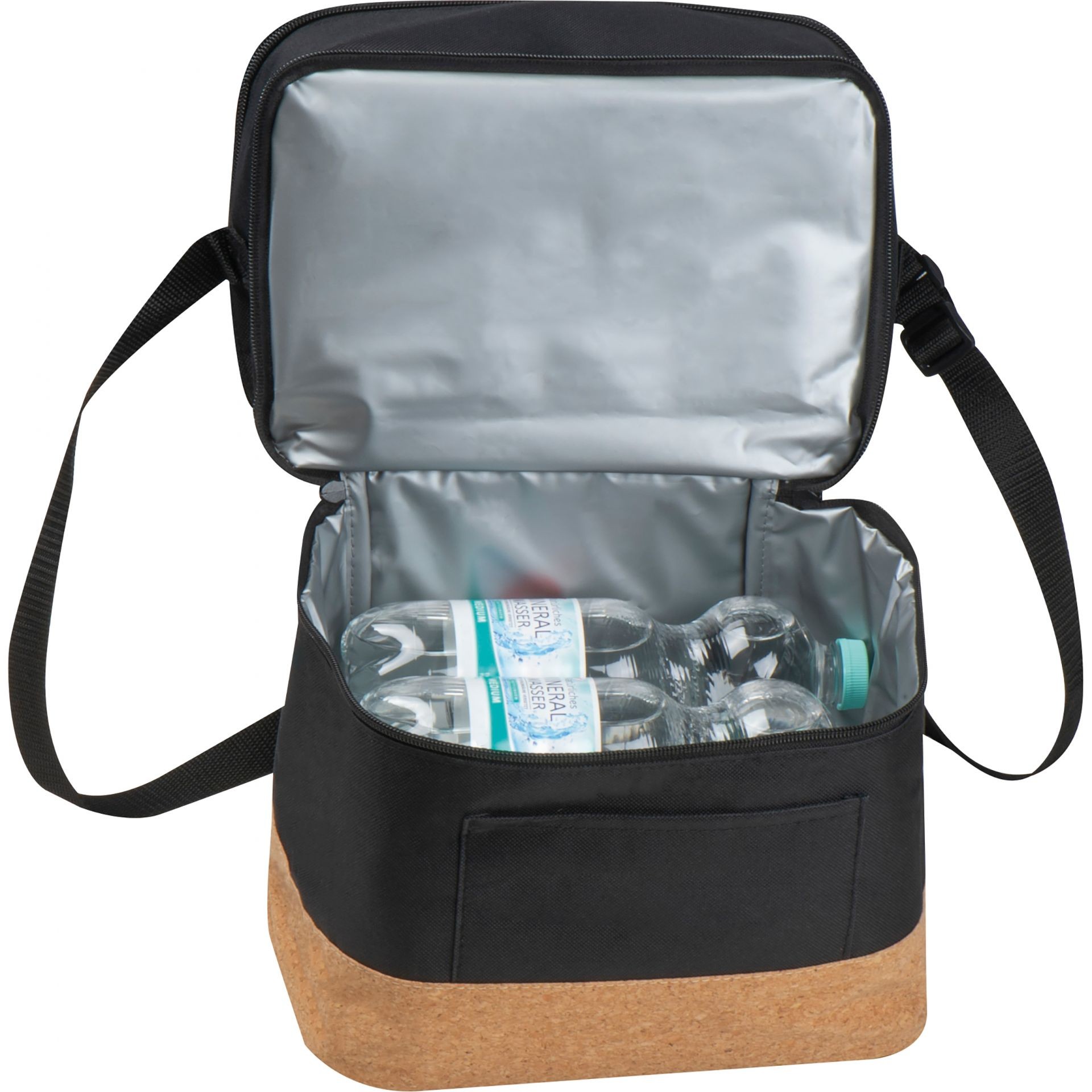 RPET cooler bag with extra compartment and cork bottom