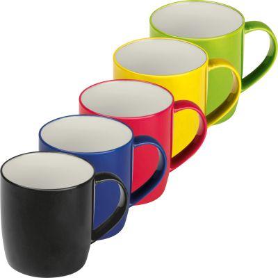 Ceramic cup, white inside and coloured outside