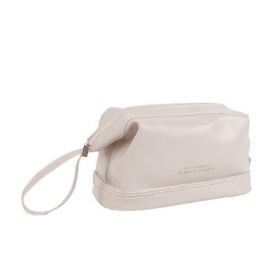 Large Capacity Double-Layer Cloud Shaped Cosmetic Bag, Portable Travel Evening Bag with Water-Resistant Makeup Organizer