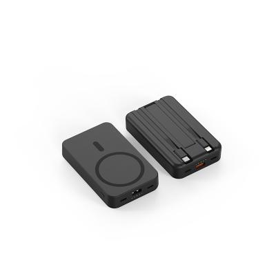 Magnetic Power Bank 10000mAh Large Capacity, Built-in Cables, 3-in-1 Magnetic Wireless Charger